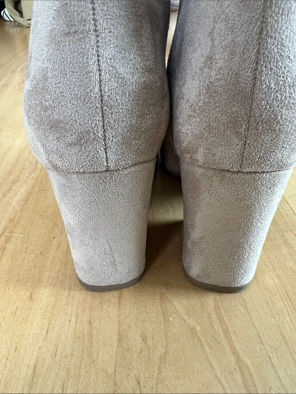Womens Taupe Faux Suede Pointed-Toe Ankle Boots